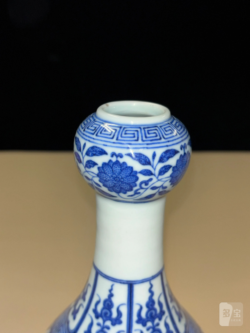 清光绪 青花折枝花果纹蒜头瓶 - 图7